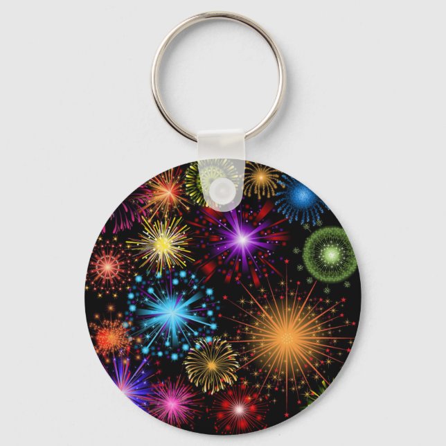 Colourful fireworks New Year Key Ring (Front)
