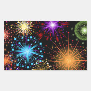 Colourful fireworks New Year Rectangular Sticker