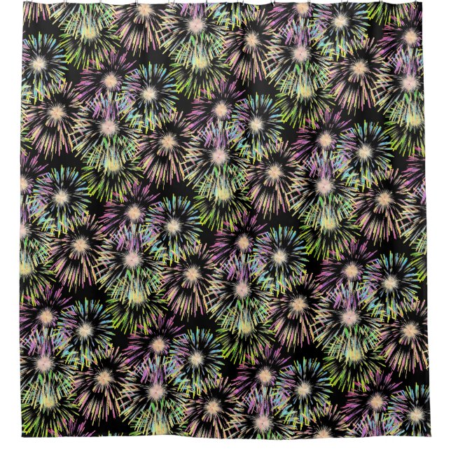Colourful Fireworks Pattern  Shower Curtain (Front)
