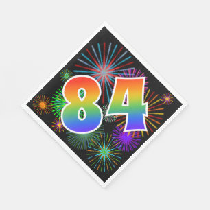 Colourful Fireworks + Rainbow Pattern "84" Event # Napkin