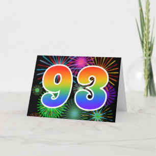 Colourful Fireworks + Rainbow Pattern "93" Event # Card