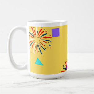 Colourful Fireworks Yellow Mug – Bright & Festive