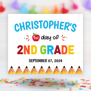 Colourful First Day Of School 2nd Grade Poster