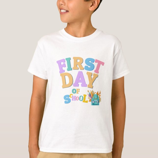 Colourful First Day of School K Fun Back to School T-Shirt (Front)