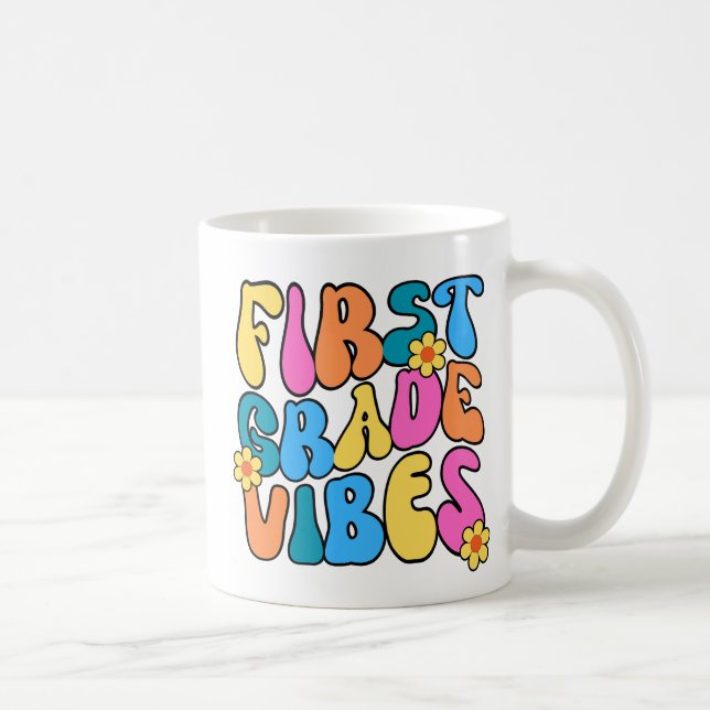 Colourful First Grade Vibes– Back to  school Retro Coffee Mug (Right)
