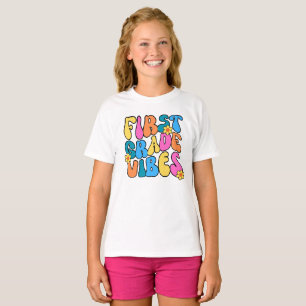 Colourful First Grade Vibes Back to School Retro T-Shirt