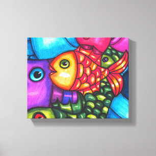 Colourful Fish Abstract sealife original Art  Canvas Print