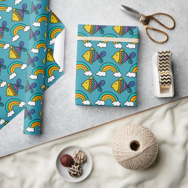 Colourful Fish and Rainbow  Wrapping Paper (Crafts)