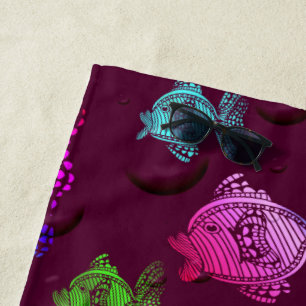 colourful fish beach towel