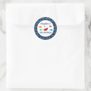 Colourful Fish Birthday Classic Round Sticker
