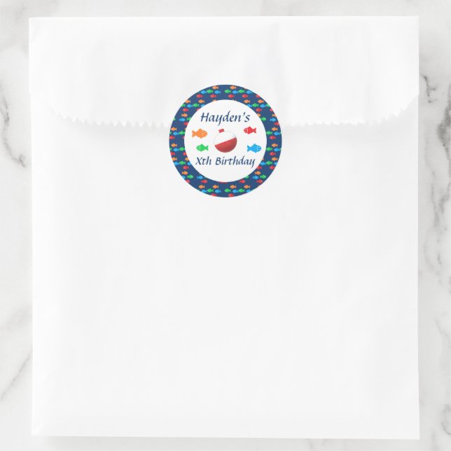 Colourful Fish Birthday Classic Round Sticker (Bag)