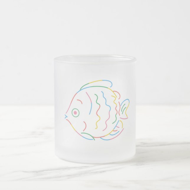 Colourful Fish Frosted Glass Coffee Mug (Center)