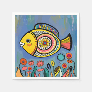 Colourful fish in the reef napkin