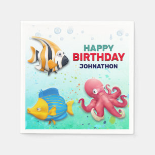 Colourful Fish Kids Birthday Party Napkin