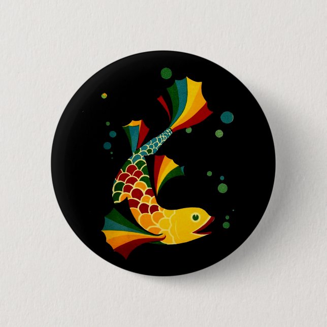 colourful fish ‘n bubbles 6 cm round badge (Front)