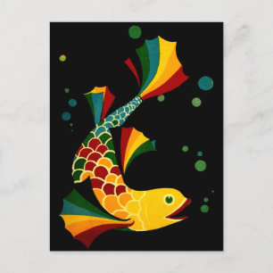 colourful fish ‘n bubbles postcard