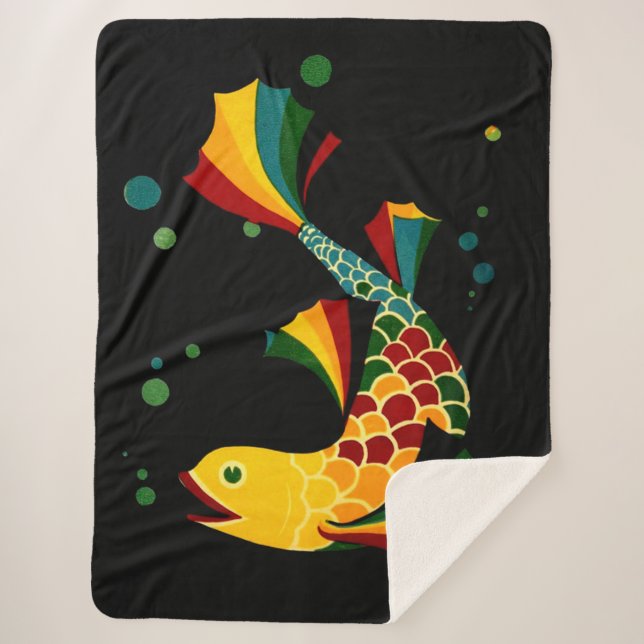 colourful fish ‘n bubbles sherpa blanket (Front)