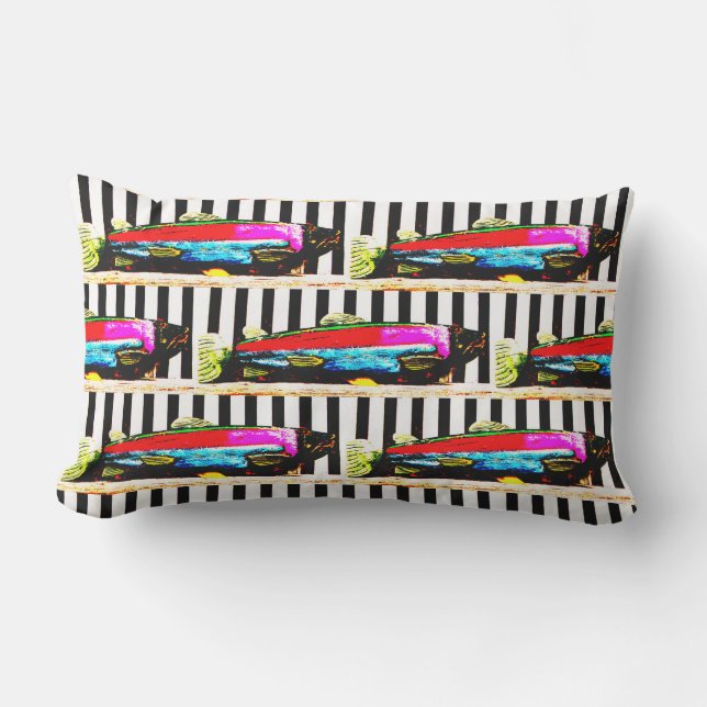 Colourful fish pattern lumbar cushion (Front)