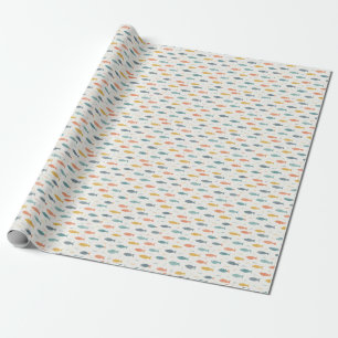 Colourful Fish Pattern on Cream Background Wrapping Paper