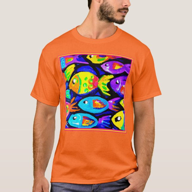 Colourful Fish Patterns Art T-Shirt (Front)