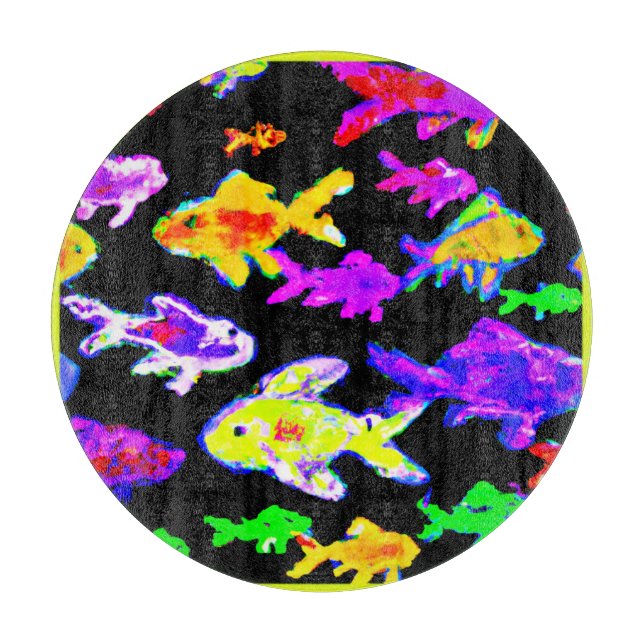 Colourful Fish Patterns Painting Art. Buy Now Cutting Board (Front)