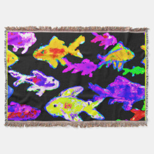 Colourful Fish Patterns Painting Art. Buy Now Throw Blanket