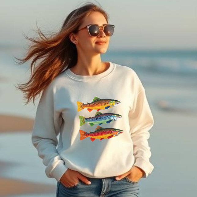 Colourful Fish Rainbow Trout Sweatshirt (Colorful Fish Rainbow Trout Fisherman Fashion Summer)