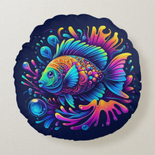 Colourful Fish Round Cushion