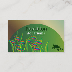 Colourful fish, seaweed and turtle aquarium business card