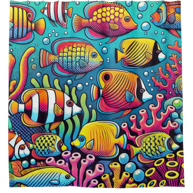 Colourful Fish Shower Curtain (Front)