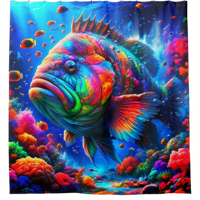 Colourful Fish Shower Curtain (Front)