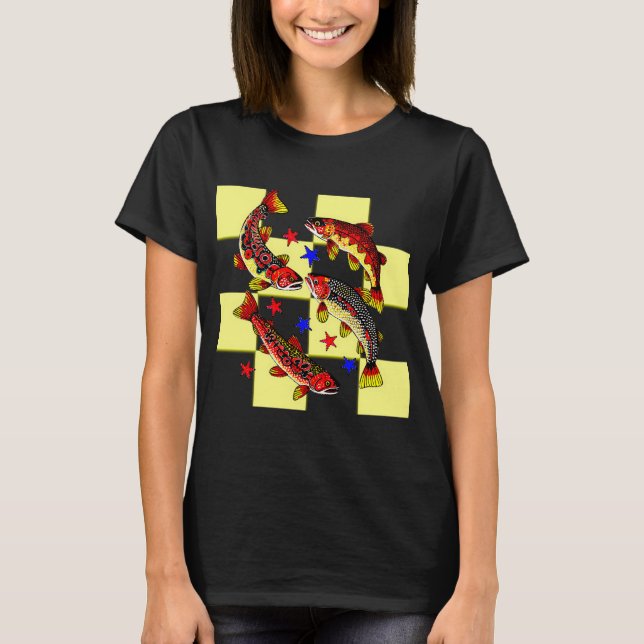 Colourful Fish Textured Design T-Shirt (Front)