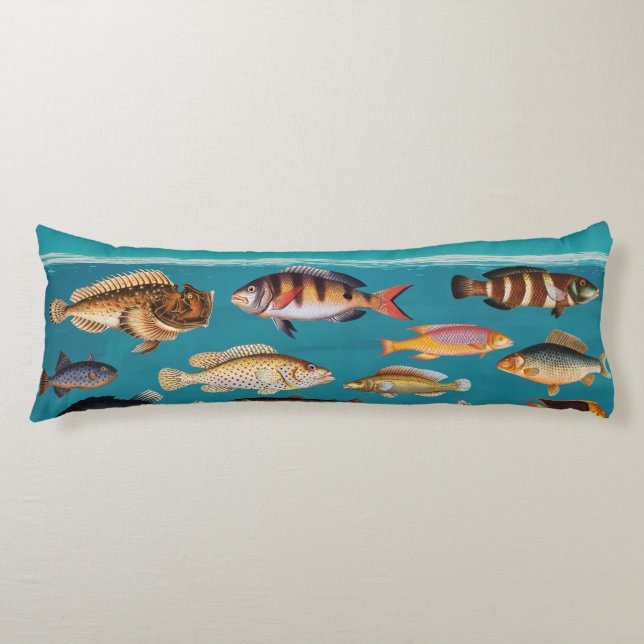Colourful Fish Under Blue Ocean Water Body Cushion (Front)
