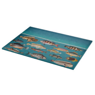 Colourful Fish Under Blue Ocean Water  Cutting Board