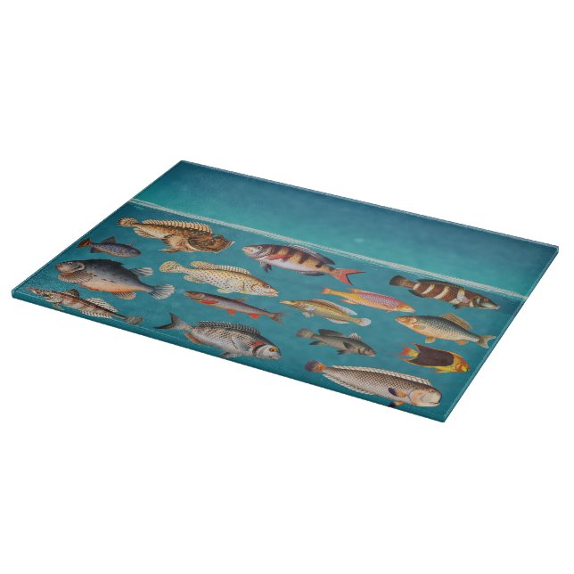 Colourful Fish Under Blue Ocean Water  Cutting Board (Corner)
