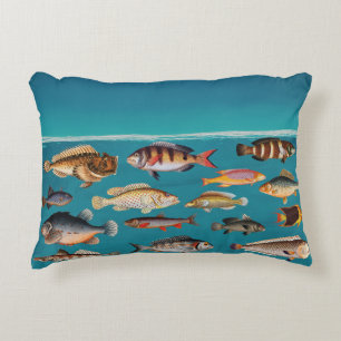 Colourful Fish Under Blue Ocean Water Decorative Cushion