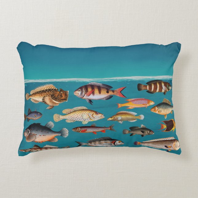 Colourful Fish Under Blue Ocean Water Decorative Cushion (Front)