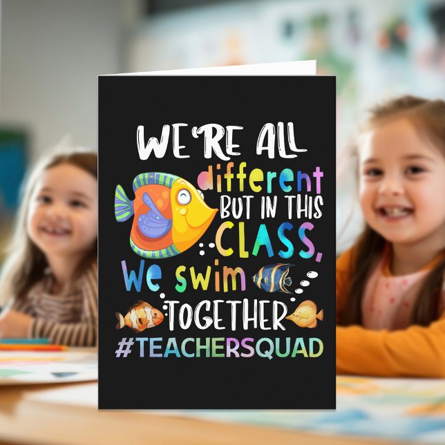 Colourful Fish We're All Different We Swim Teacher Thank You Card (Creator Uploaded)
