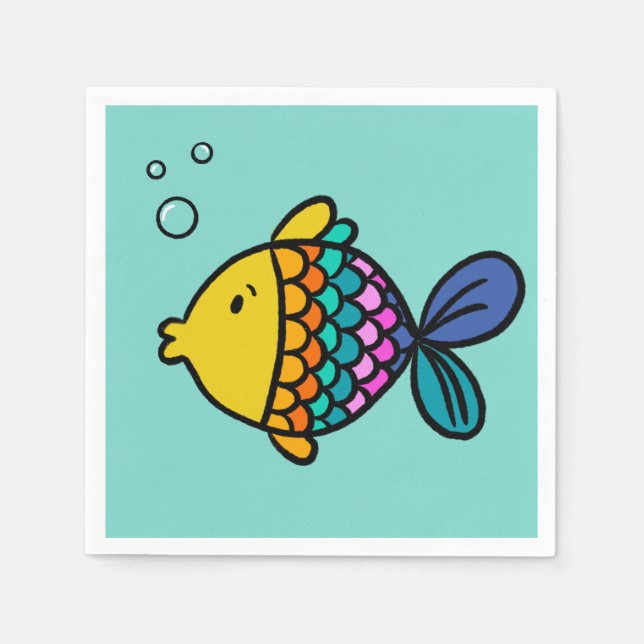Colourful Fish with Blue Background Napkins (Front)