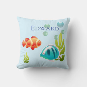 Colourful Fish with Bubbles & Seaweed Cushion