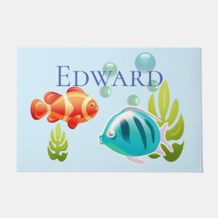 Colourful Fish with Bubbles & Seaweed Doormat