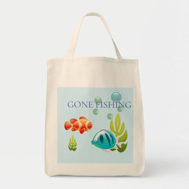 Colourful Fish with Bubbles & Seaweed Tote Bag (Front)