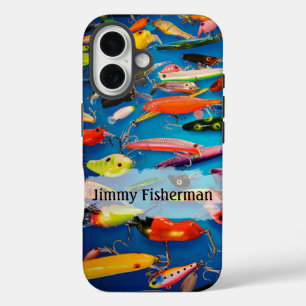 Colourful Fishing Lures - Personalise name iPhone 16 Case