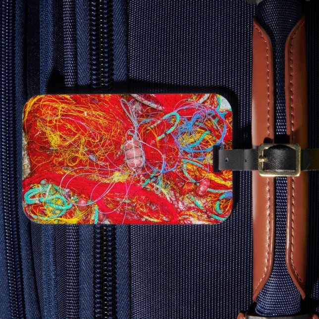 Colourful fishing nets luggage tag (Front Insitu 4)