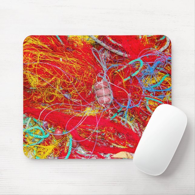 Colourful fishing nets mouse pad (With Mouse)