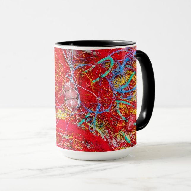 Colourful fishing nets mug (Front Right)