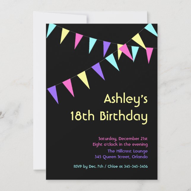 Colourful Flags 18th Birthday Invitation (Front)