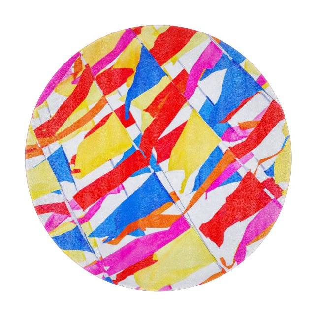 Colourful flags cutting board (Front)