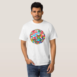 Colourful Flags Of The World Globe T-Shirt