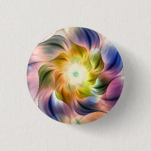 Colourful Flame Fractal Flower 3 Cm Round Badge